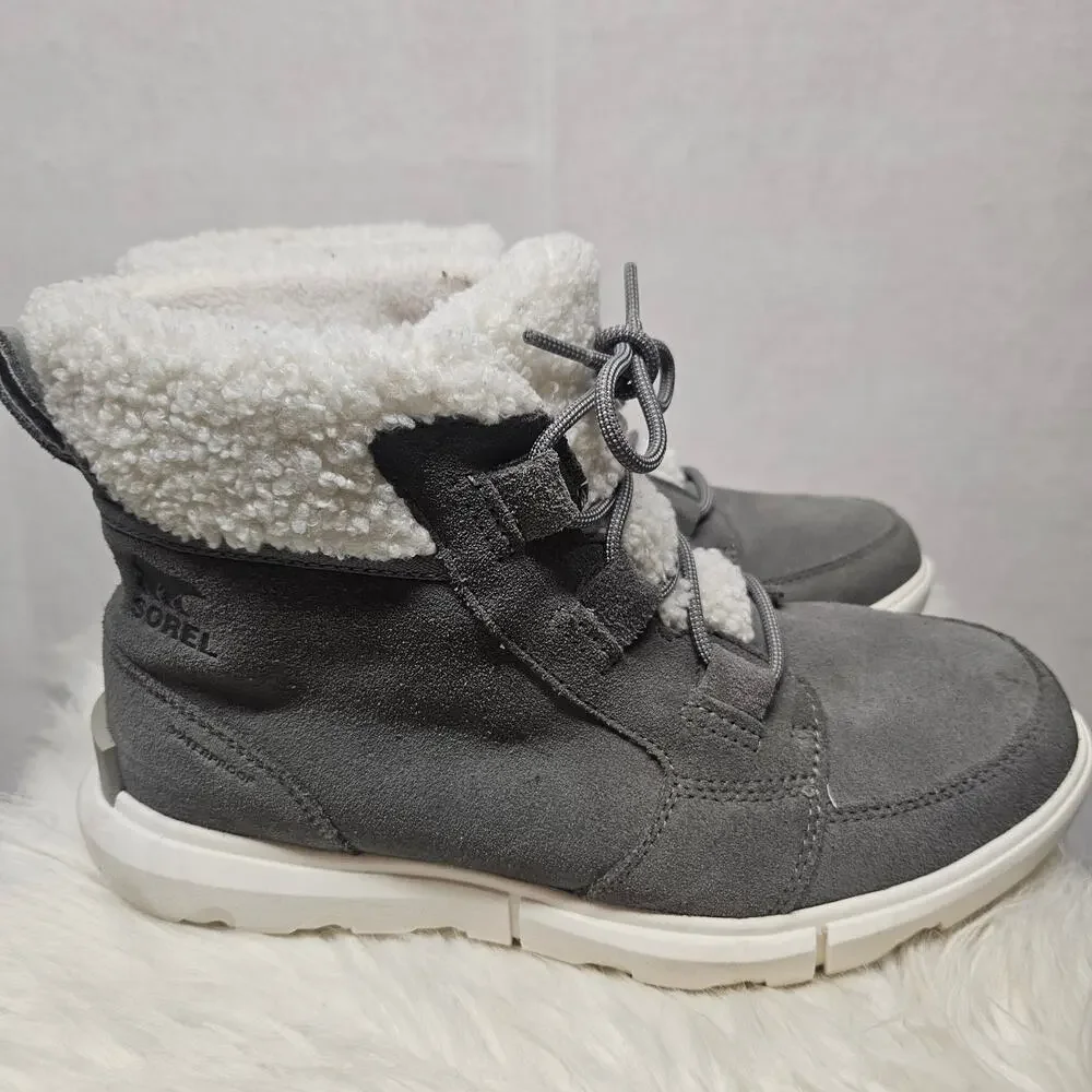 Sorel Explorer II Carnival Cozy Waterproof Boots Women Quarry/Sea Salt Size 8.5